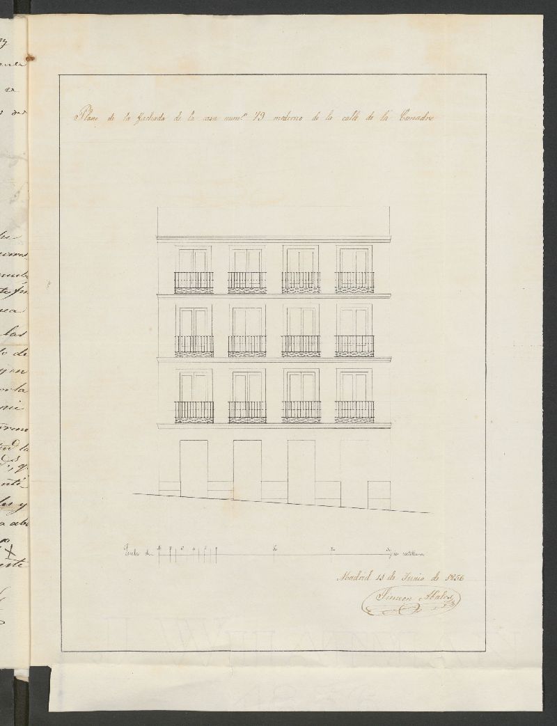 D. Julián del Castillo y Rivera, licencia para construir la fachada de la casa calle de la Comadre, nº 79, manzana 52. (1856)