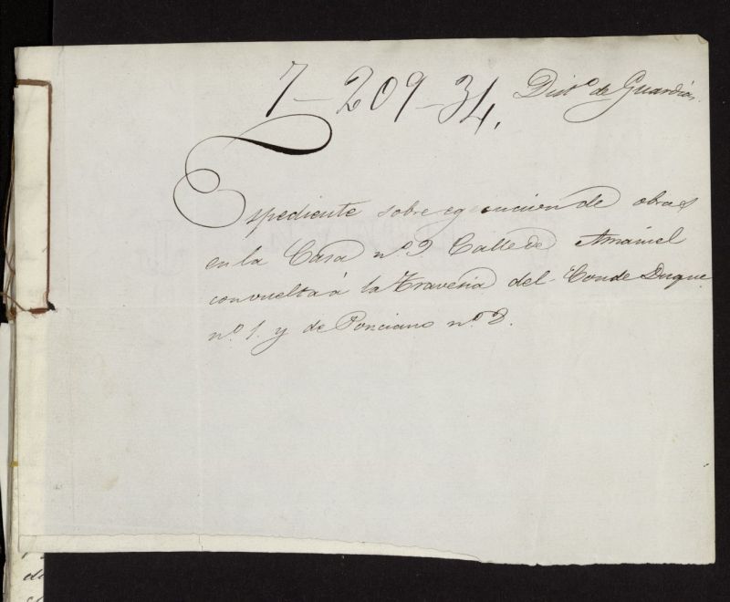 Expediente sobre ejecucin de obras en la casa n 9 calle Amaniel con vuelta a la Travesa del Conde Duque n 1 y de Ponciano n 8. (1856)