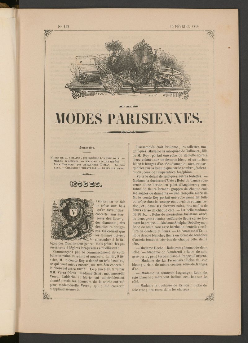 Les modes parisiennes del 15 de febrero de 1846