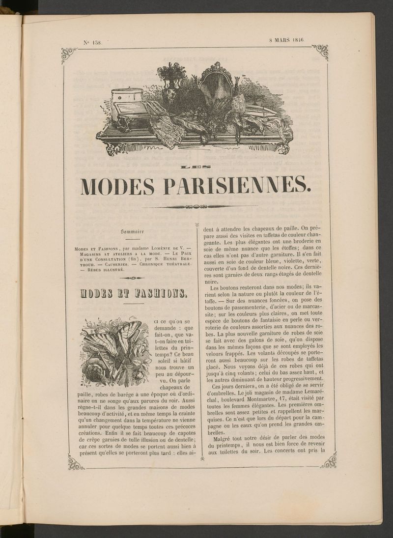 Les modes parisiennes del 8 de marzo de 1846