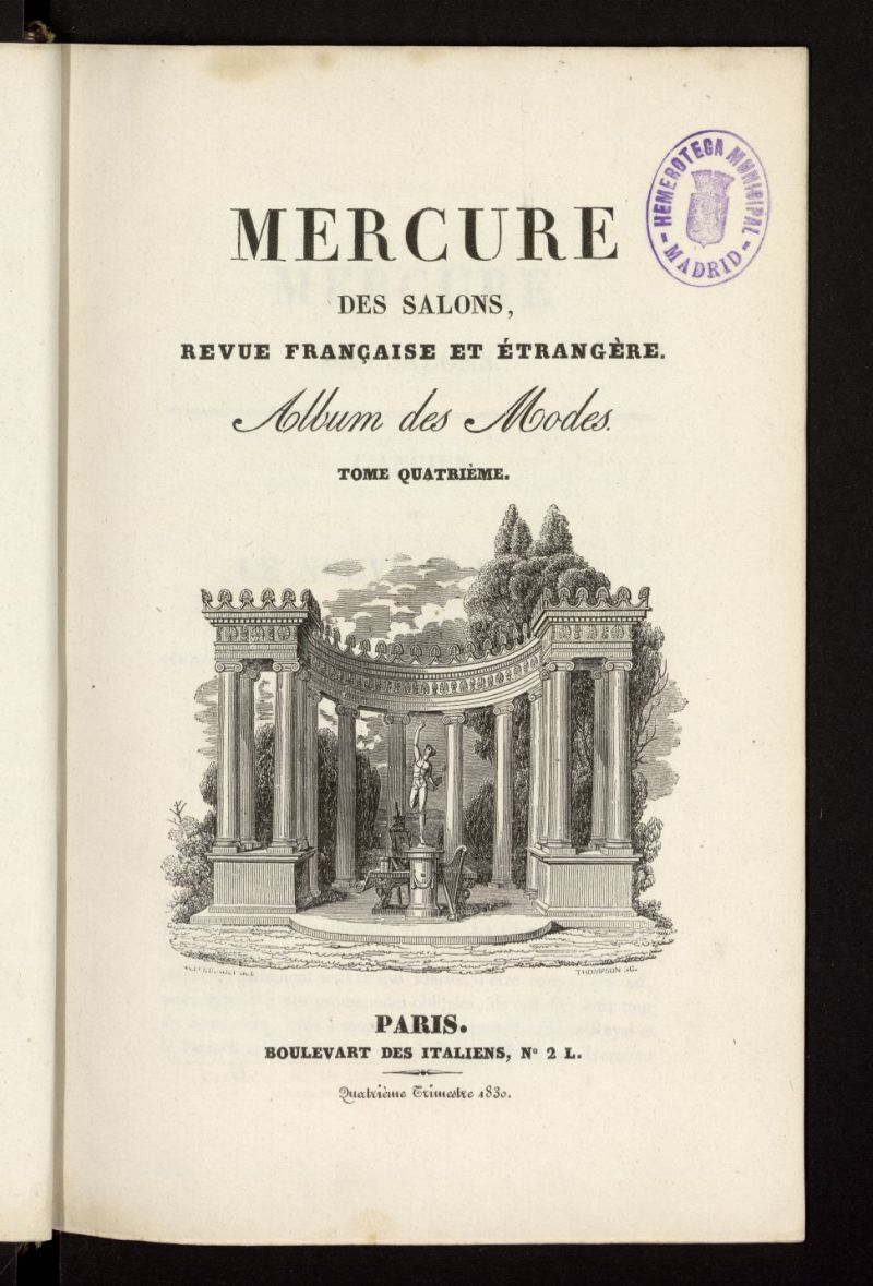 Le mercure des salons del año de 1830, tomo 4