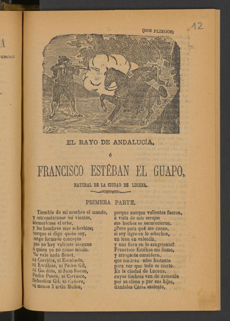 El rayo de Andaluca, o Francisco Esteban el Guapo, natural de la ciudad de Lucena