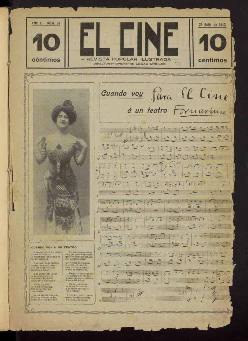 El Cine : revista popular ilustrada del 27 de julio de 1912