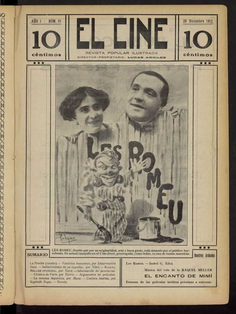 El Cine : revista popular ilustrada del 28 de diciembre de 1912
