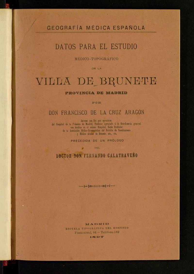 Datos para el estudio mdico-topogrfico de la Villa de Brunete, provincia de Madrid