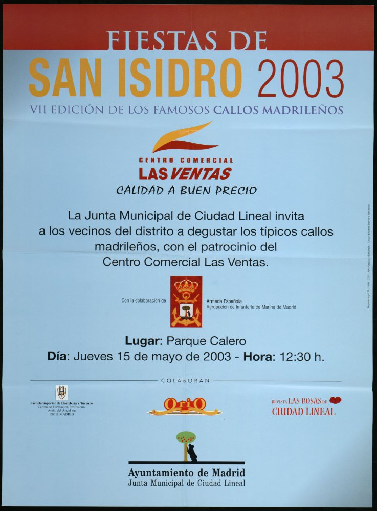 Fiestas de San Isidro 2003: VII edición de los famosos callos madrileños: Parque Calero, jueves 15 de mayo de 2003