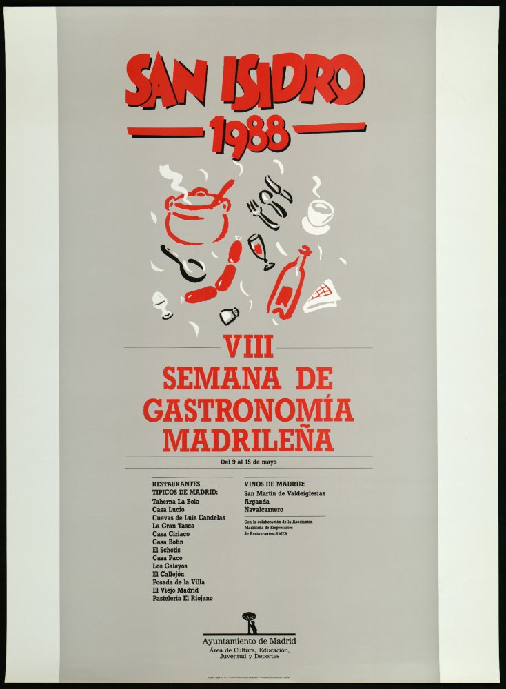 San Isidro 1988: VIII semana de gastronoma madrilea: del 9 al 15 de mayo