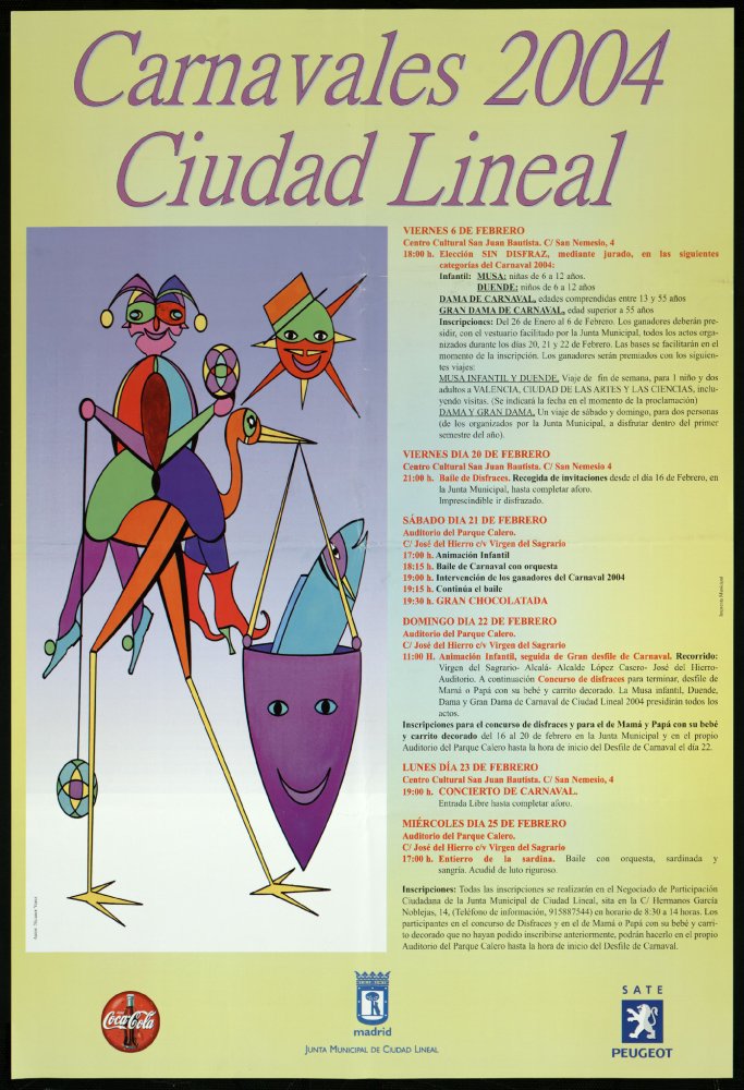 Carnavales 2004, Del 6 al 25 de febrero, Ciudad Lineal (Programa)