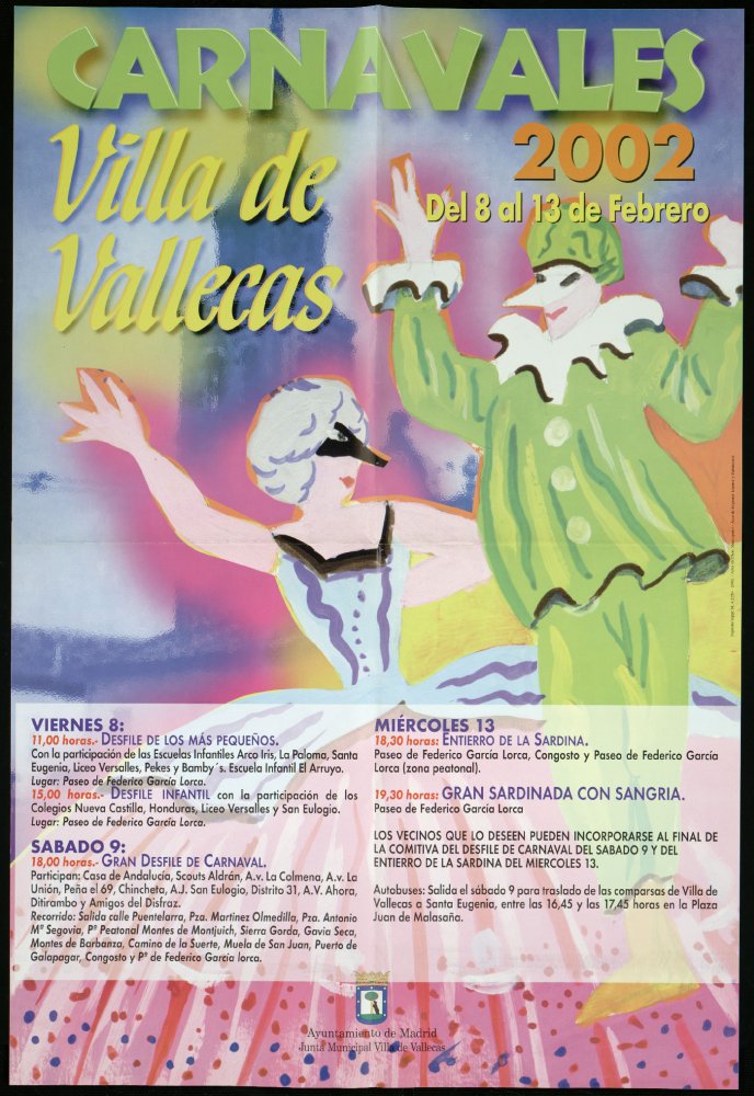 Carnavales Villa de Vallecas. Del 8 al 13 de febrero. 2002 (Programa)