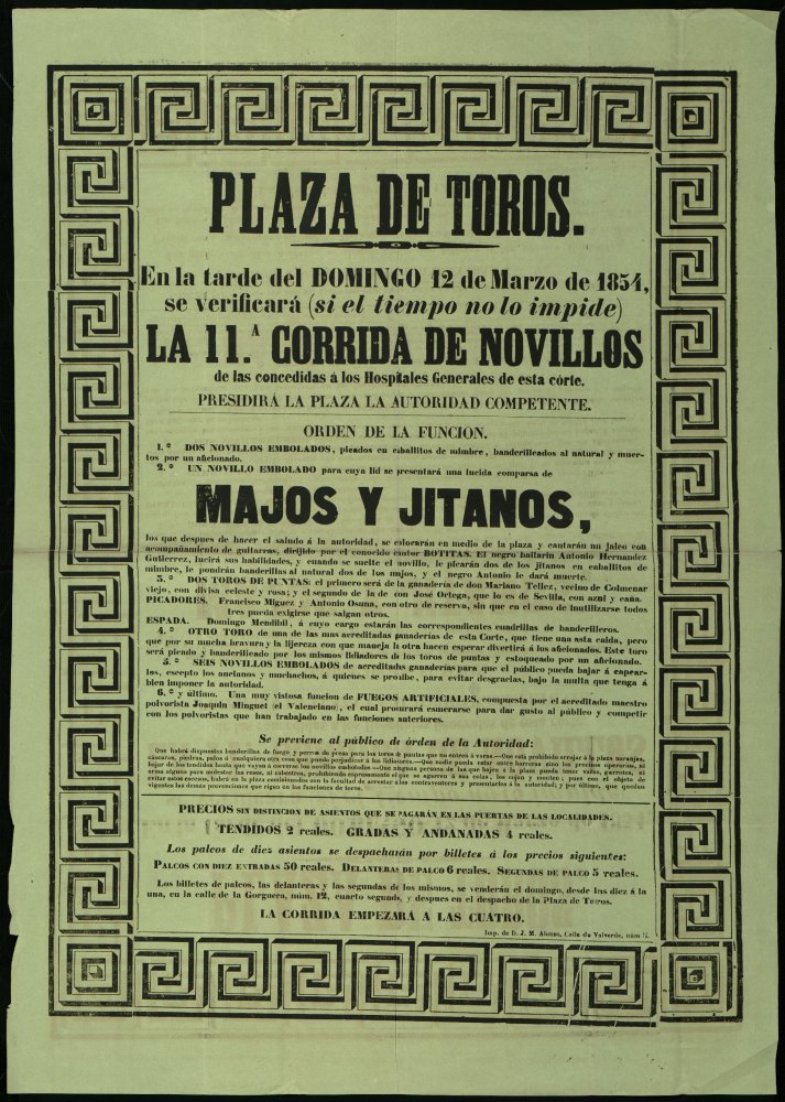 Plaza de Toros de Madrid, 12 de marzo de 1854