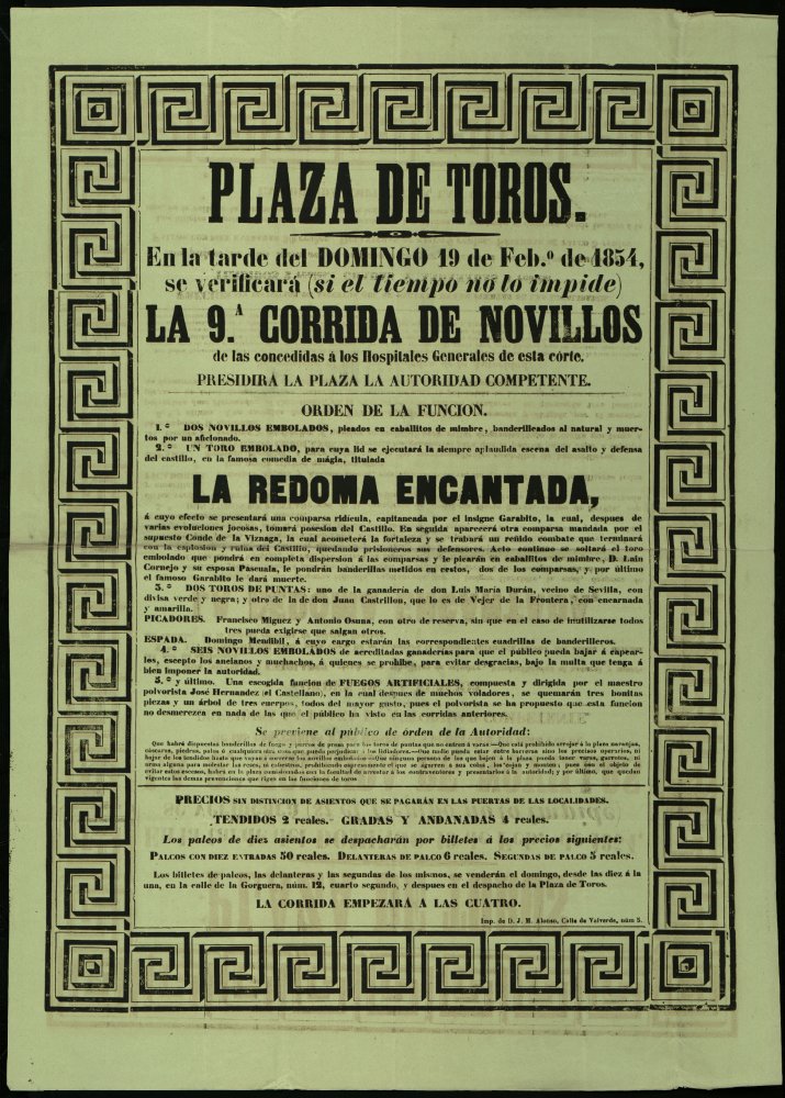 Plaza de Toros de Madrid, 19 de febrero de 1854