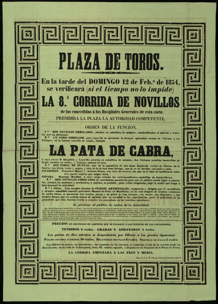 Plaza de Toros de Madrid, 12 de febrero de 1854