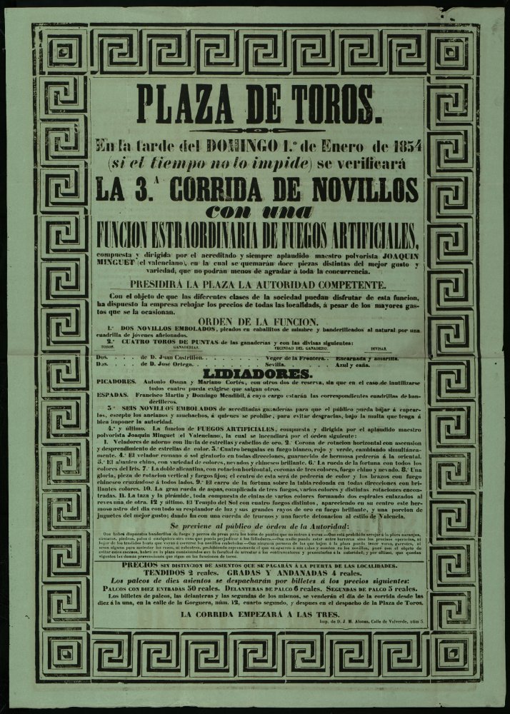Plaza de Toros de Madrid, 1 de enero de 1854