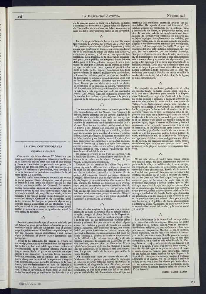 Crnicas y cuadros. La crnica periodstica. Sorolla