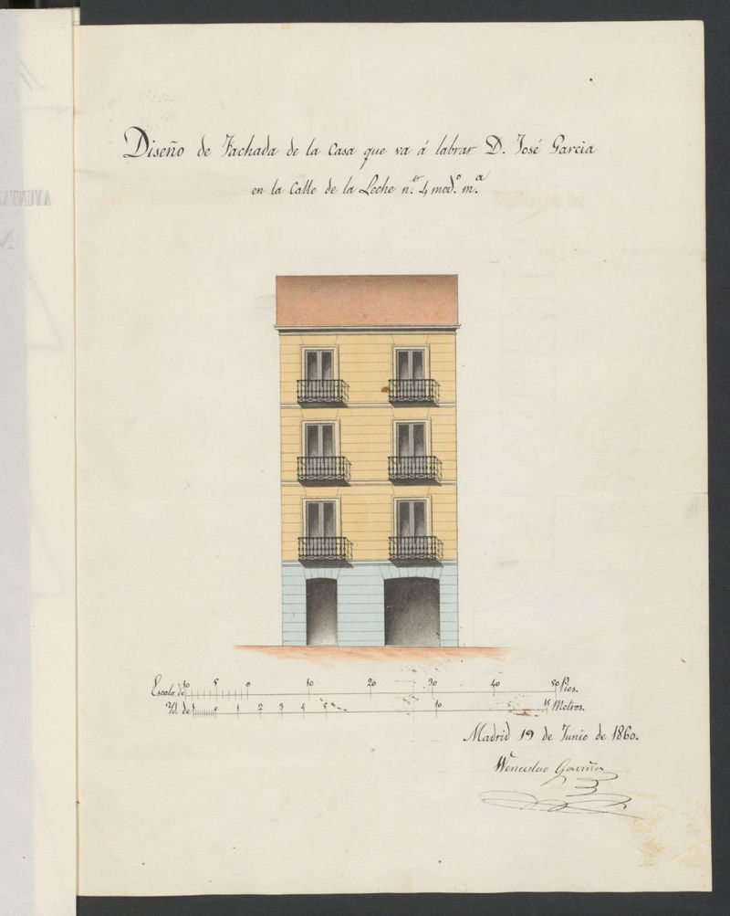 D. José García, en solicitud de licencia para edificar la casa de su propiedad calle de la Leche nº 4.
