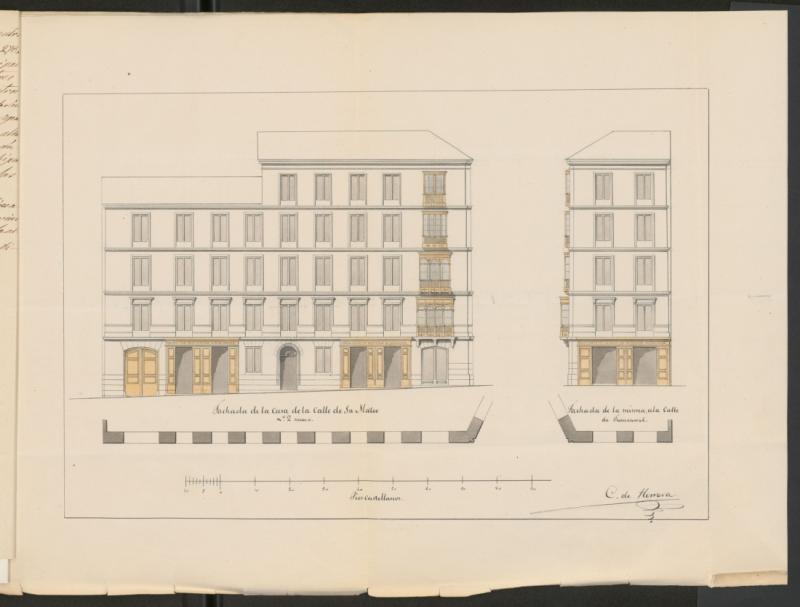 D. Francisco Mara de Cortzar, dueo de la casa calle de Fuencarral n 78, con vuelta a la de S. Mateo n 2, manzana 334 en solicitud de licencia para construir nueva planta.