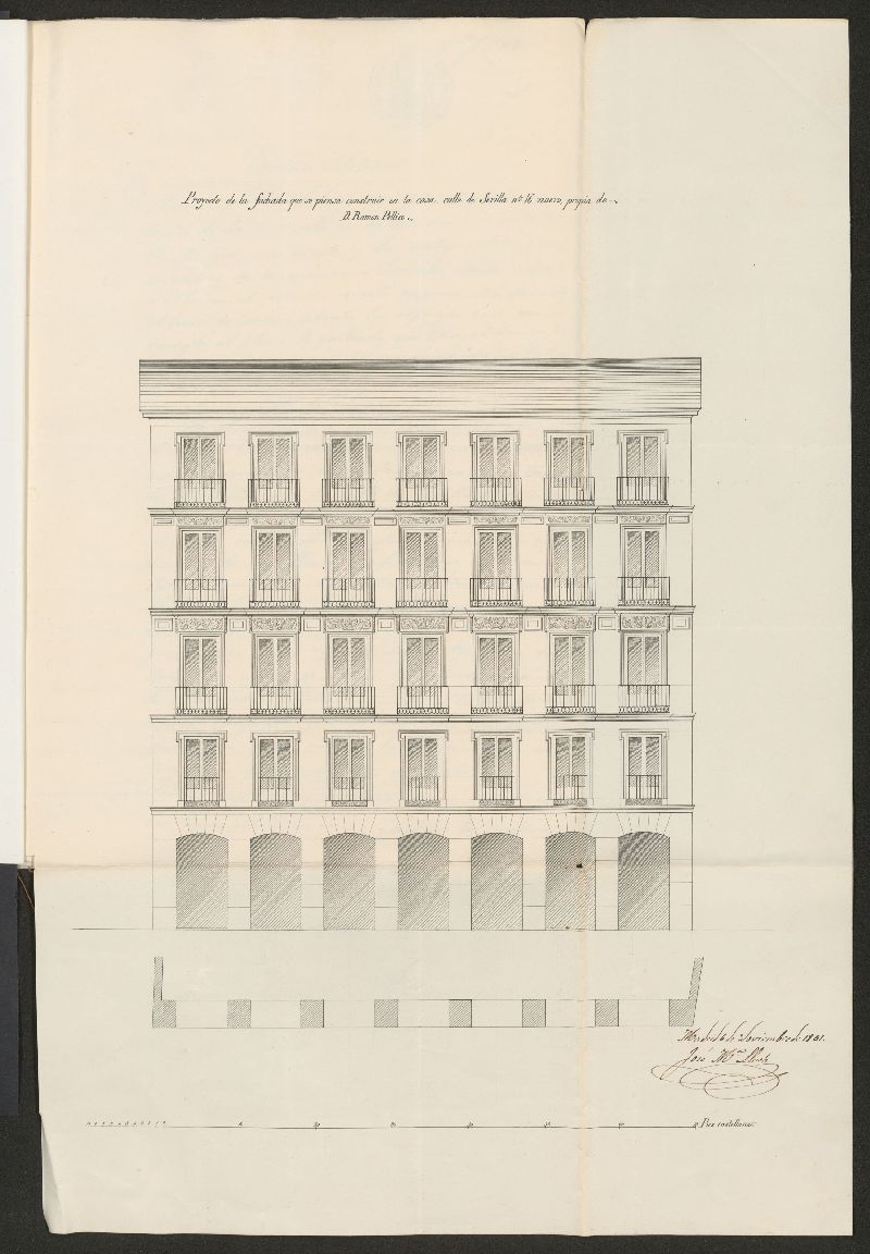 D. Ramn Pellico, en solicitud de licencia para construir de nueva planta la casa de su propiedad, sita en la calle de Sevilla n 16, manzana 267.