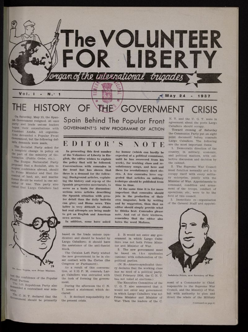 The Volunteer for Liberty : Organ of the International Brigades