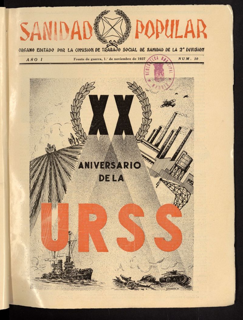 Sanidad popular : rgano editado por los grupos de la Segunda Divisin del 1 de noviembre de 1937