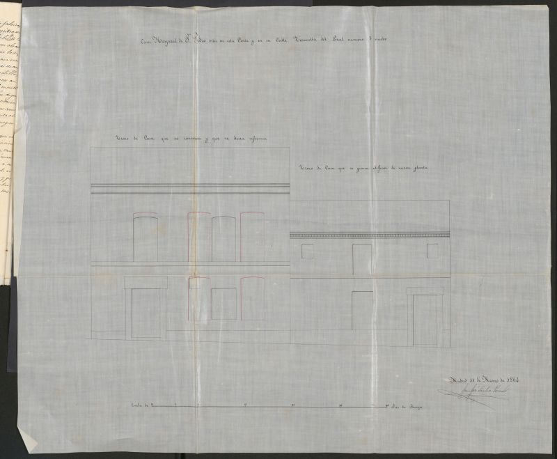 D. Juan Jos Moreno, en concepto de Administrador del Hospital S. Pedro para Prebsteros natrurales de Madrid, para levantar un piso, y regularizar los huecos de la fachada principal de la casa calle de la Torrecilla del Leal, n 7.