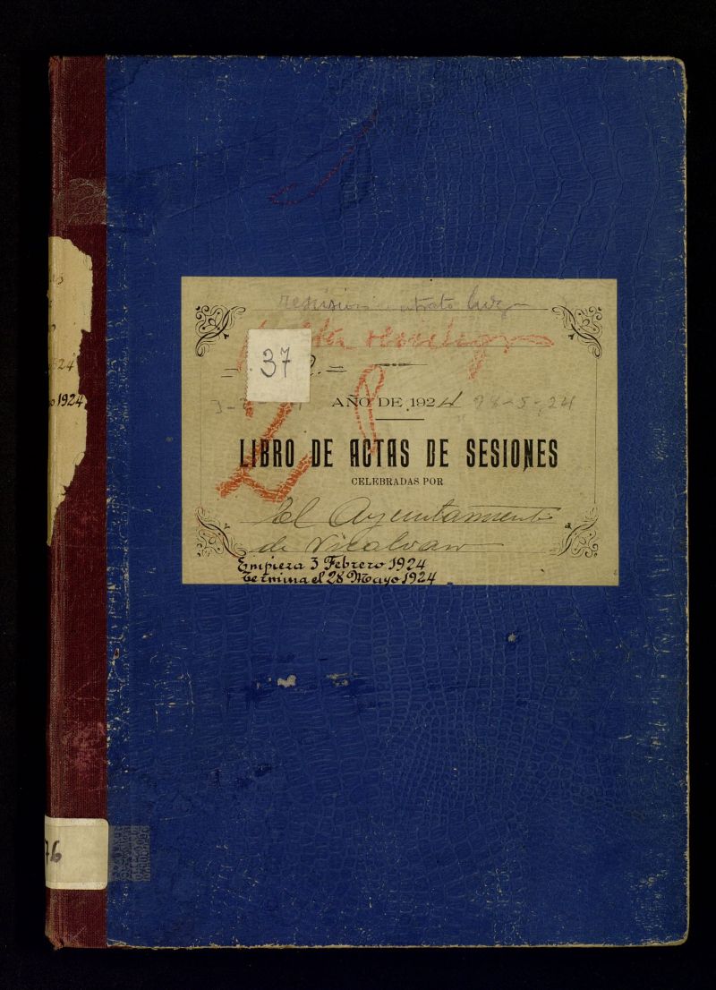 Libros de Actas del Ayto. de Viclvaro. 776 Actas de sesiones. De 3 de febrero al 28 de mayo de 1924
