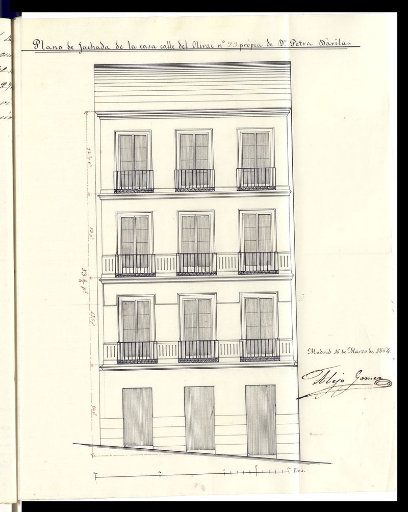 Dª Petra Dávila, para construir de nueva planta la casa de su propiedad, sita en la calle del Olivar, nº 23, moderno.