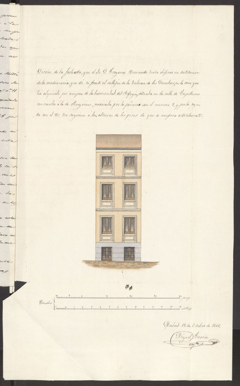 D. Gregorio Hernando para construir de nueva planta la casa de su propiedad, sita en la calle de Capellanes, n 2, con vuelta a la Peregrinos, n 26