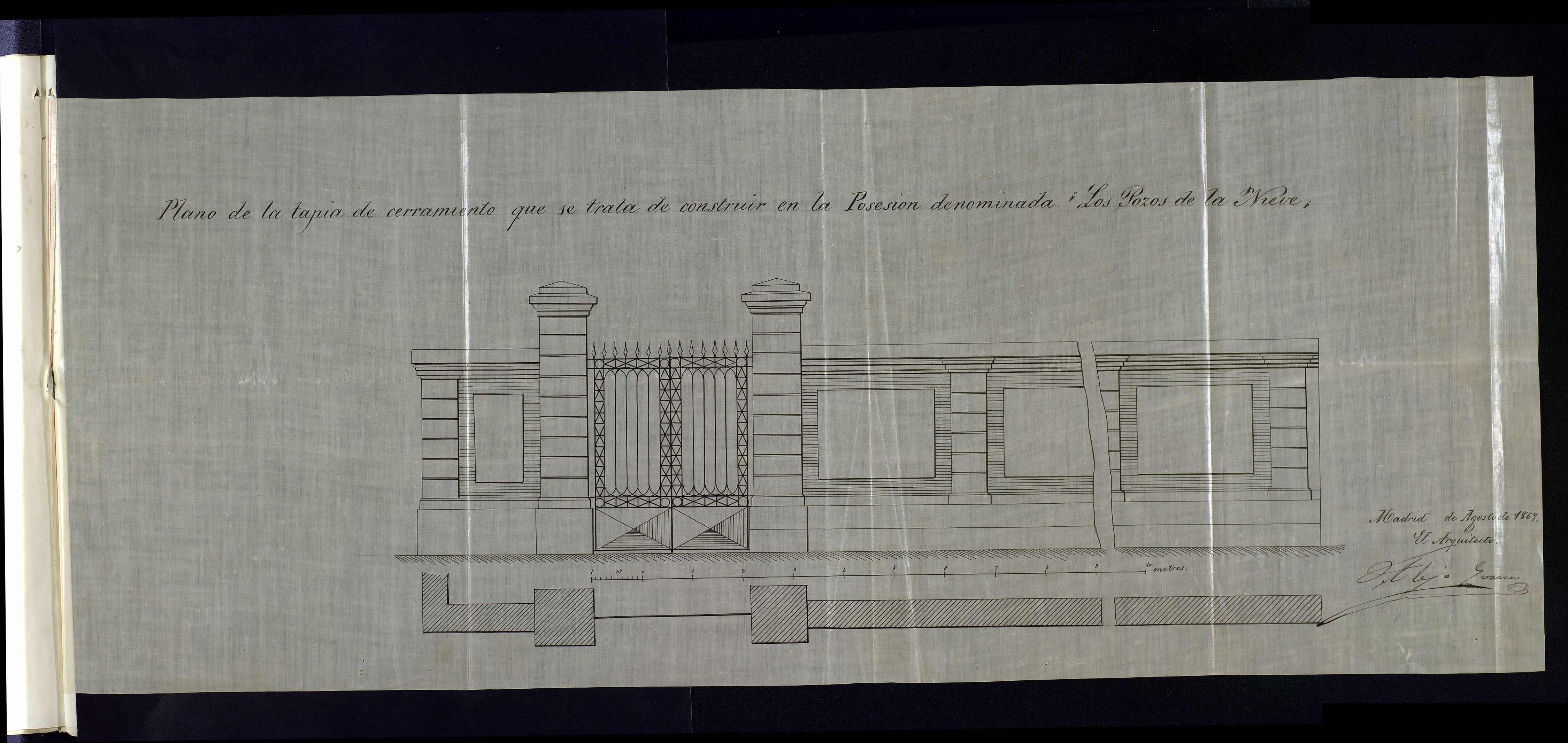 D. Jos Ballester, en solicitud de licencia para construir una tapia de cerramiento en local que ocupa la Sociedad del yelo sito en el Paseo de Santa Maria de la Cabeza, manzana 434 del Ensanche.