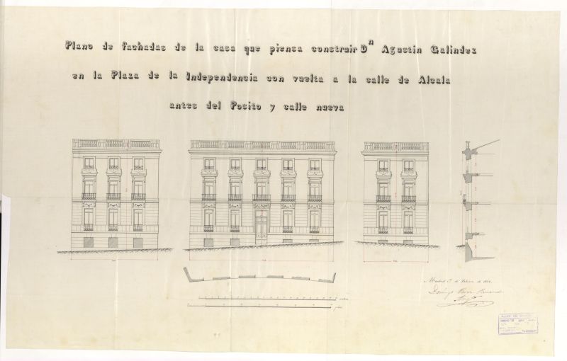 D. Agustn Lindez, para construir de nueva planta en el solar de su propiedad sito en la calle de Alcal, (antes del Psito, n 31).