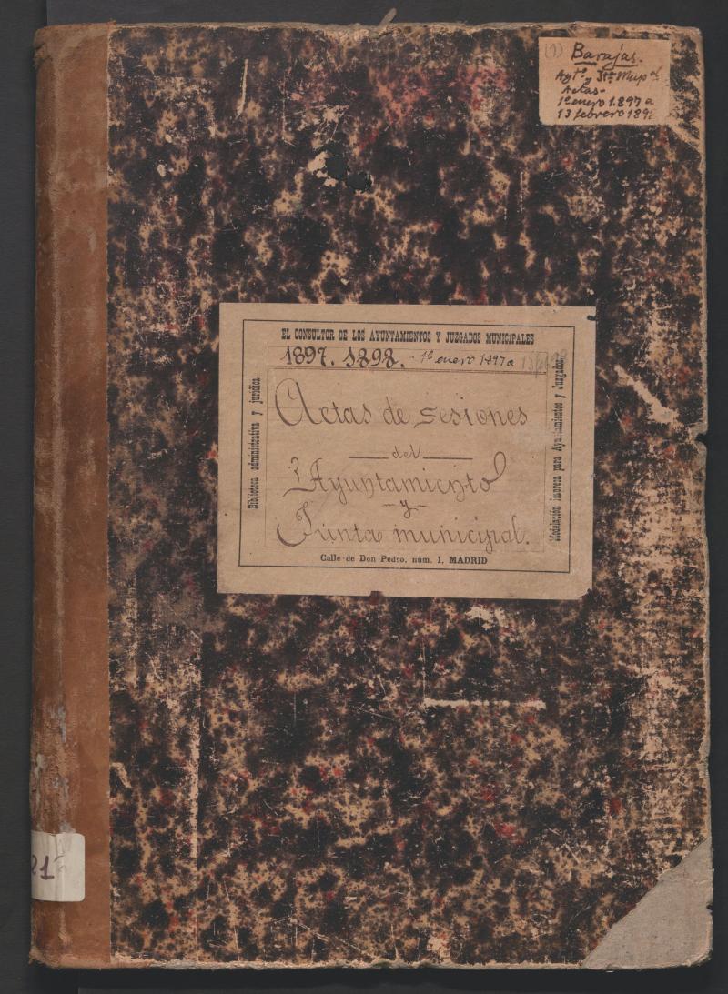 Actas y acuerdos del ayuntamiento de Barajas de 1897-1898. Libro 721.