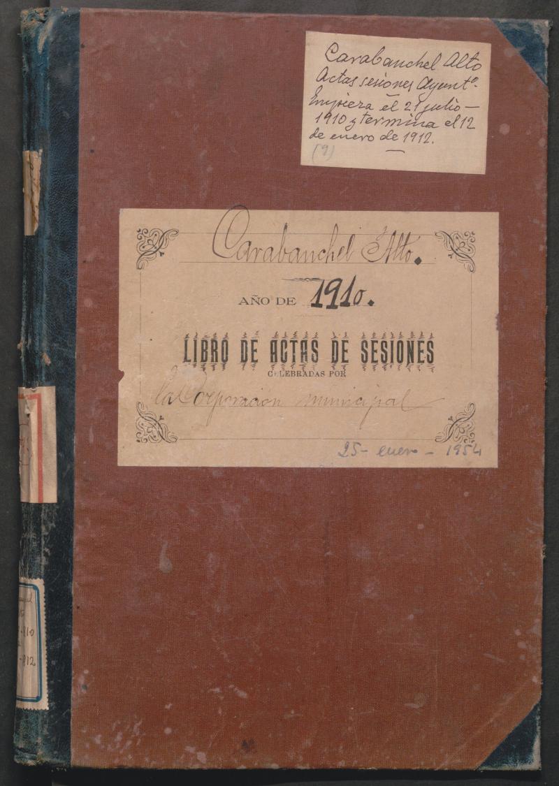Actas y acuerdos del ayuntamiento de Carabanchel Alto de 1908-1912. Libro 372.