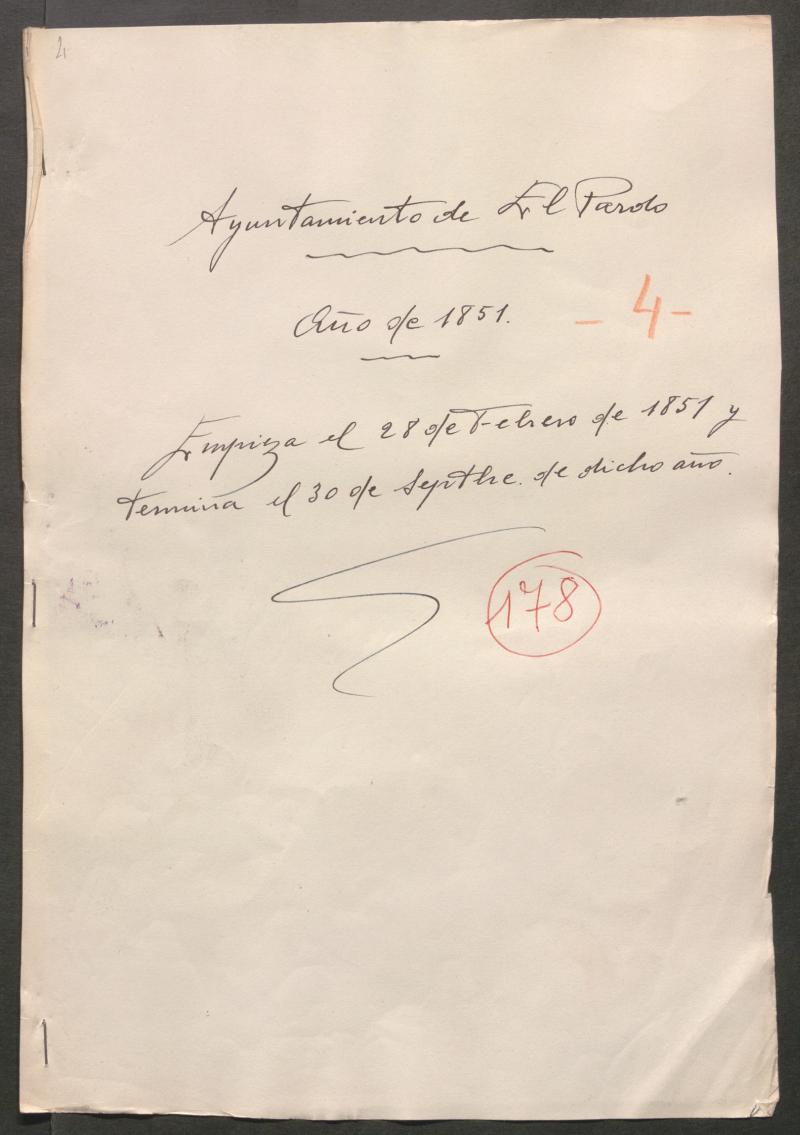 Actas y acuerdos del ayuntamiento de El Pardo de 1851. Libro 178.