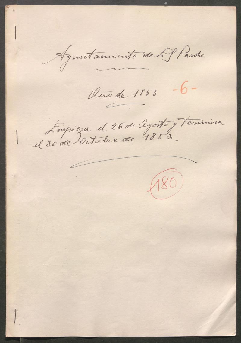 Actas y acuerdos del ayuntamiento de El Pardo de 1853. Libro 180.