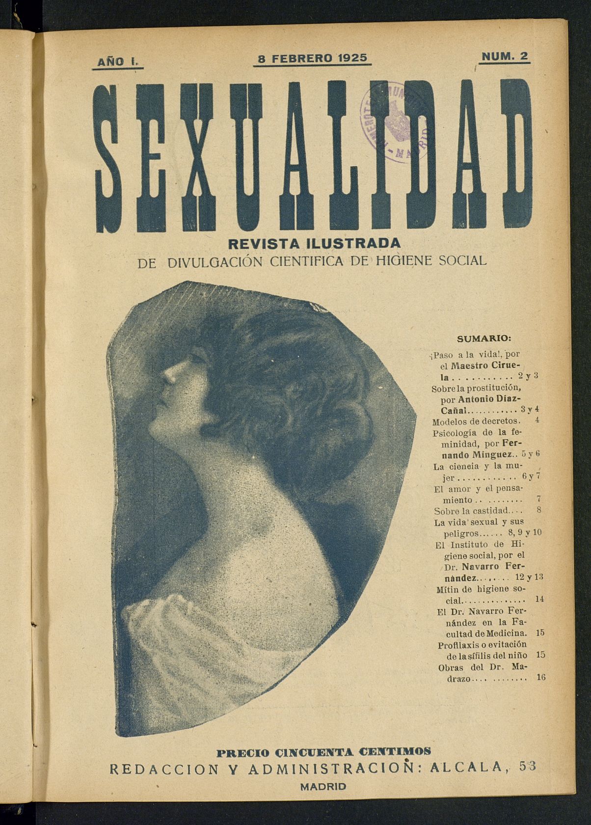Sexualidad: Revista ilustrada de Divulgacin de Psicologa Sexual del 8 de febrero de 1925