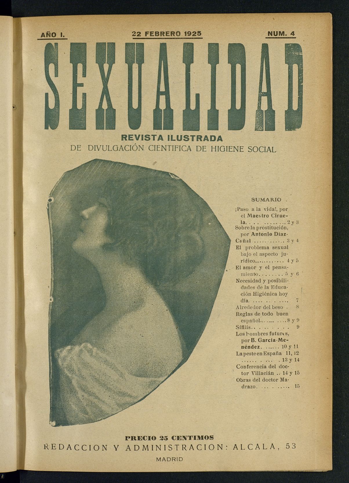 Sexualidad: Revista ilustrada de Divulgacin de Psicologa Sexual del 22 de febrero de 1925