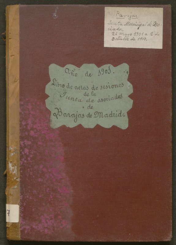 Actas y acuerdos del ayuntamiento de Barajas de 1901-1910. Libro 727.