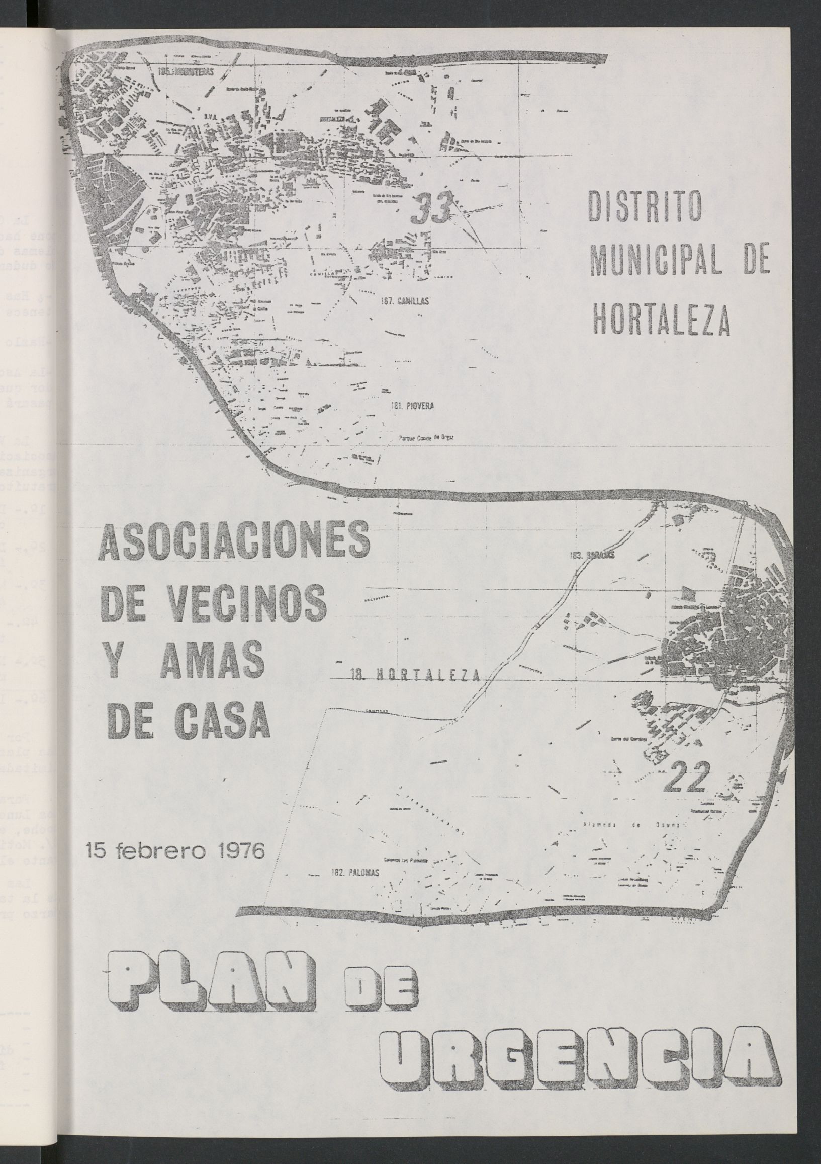 Plan de Urgencia : Distrito Municipal de Hortaleza (1976, 15 de febrero)