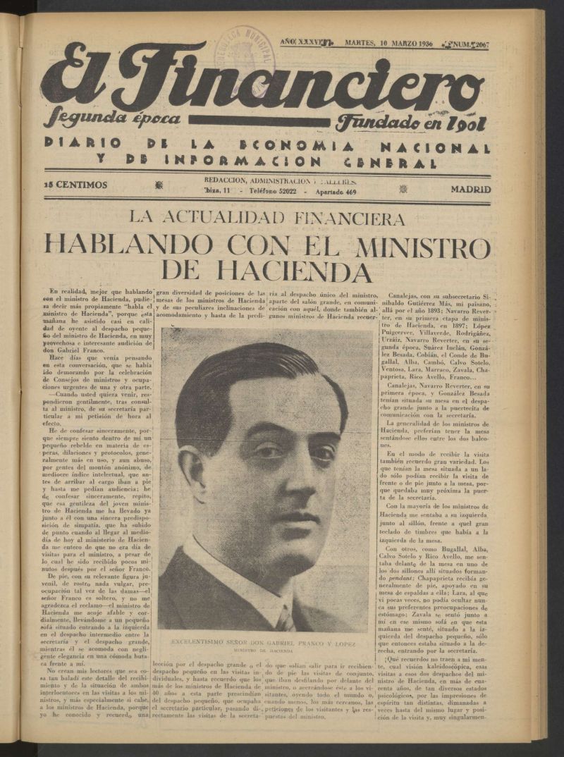El Financiero del 10 de marzo de 1936