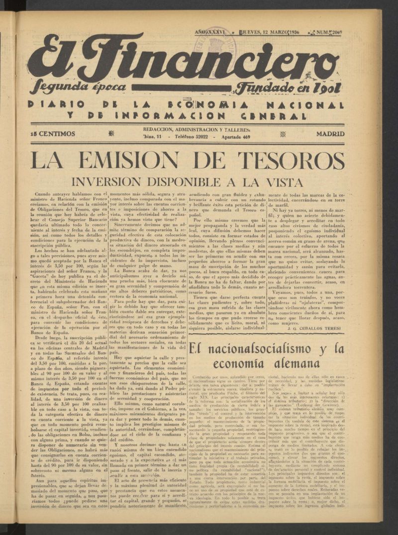 El Financiero del 12 de marzo de 1936