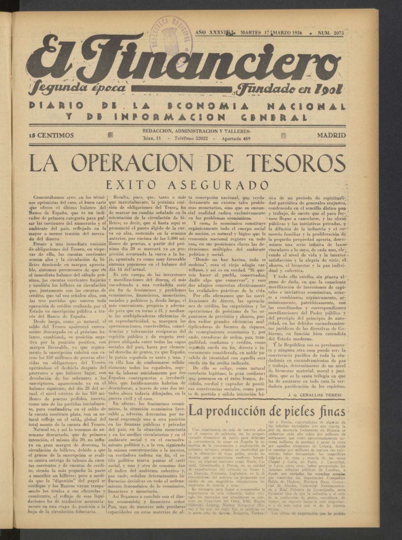 El Financiero del 17 de marzo de 1936