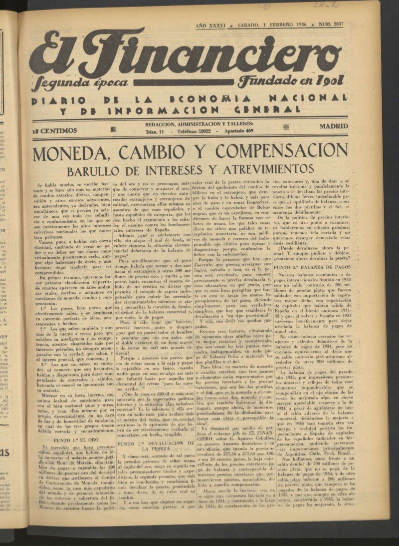 El Financiero del 1 de febrero de 1936