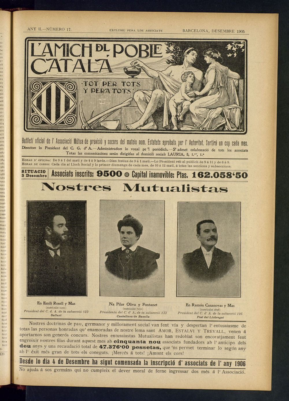 Lamich del poble catal: butllet oficial de lassociacio, ques publicara una volta cada mes de desembre de 1905