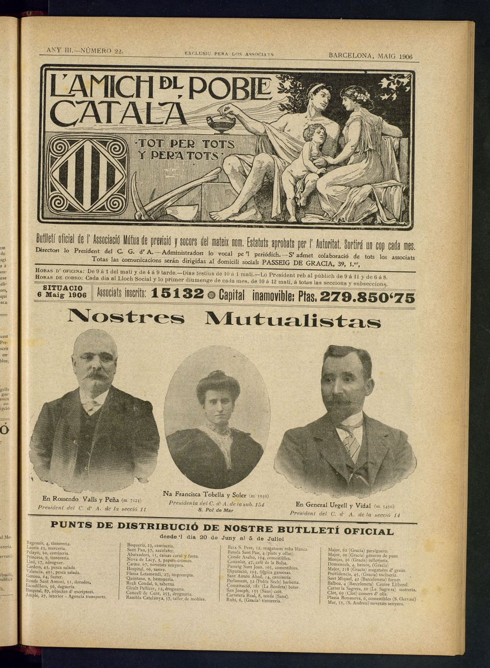 Lamich del poble catal: butllet oficial de lassociacio, ques publicara una volta cada mes de maig de 1906