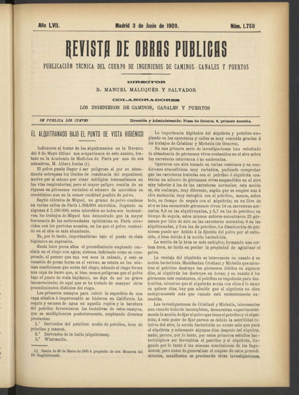 Revista de obras pblicas del 3 de junio de 1909