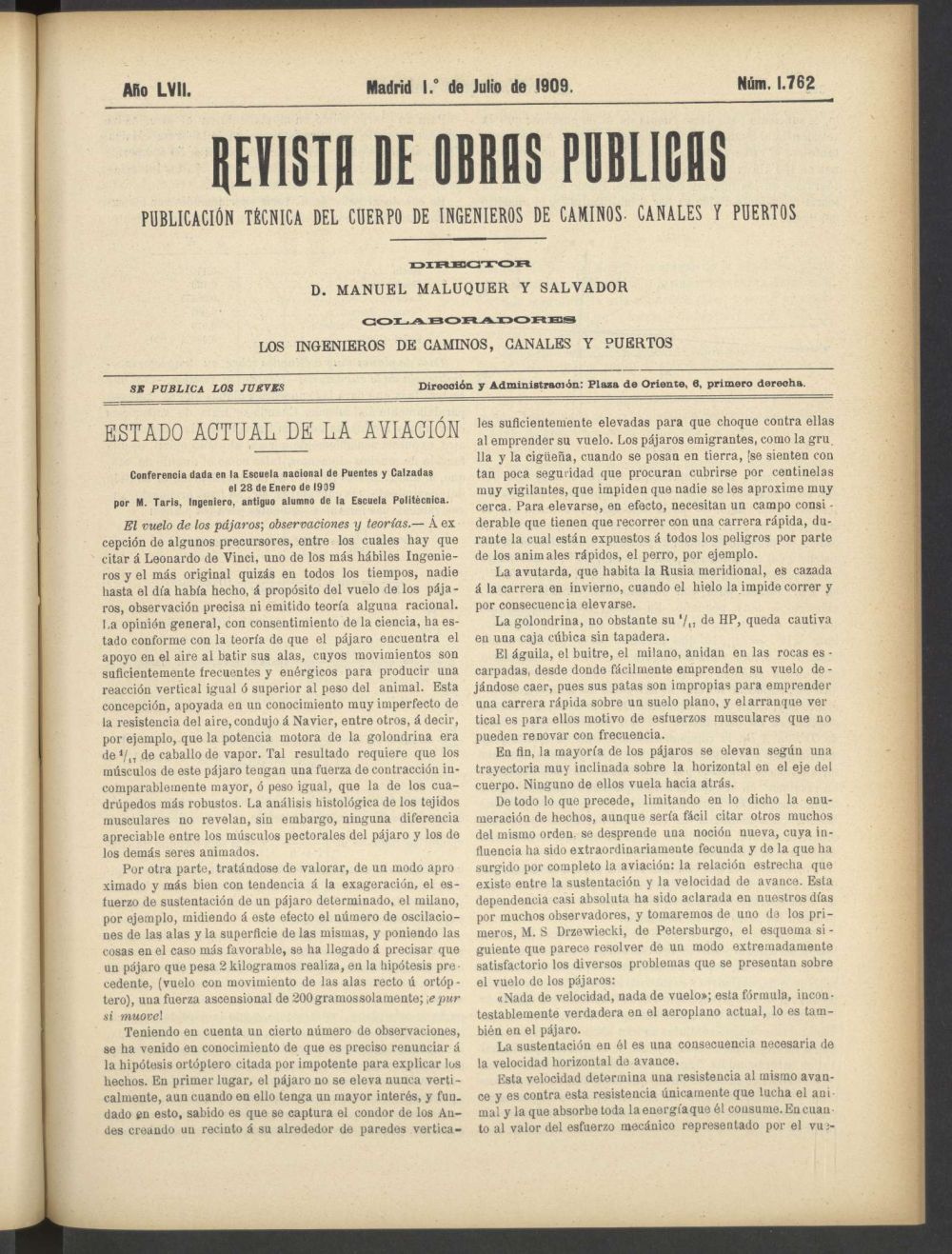 Revista de obras pblicas del 1 de julio de 1909