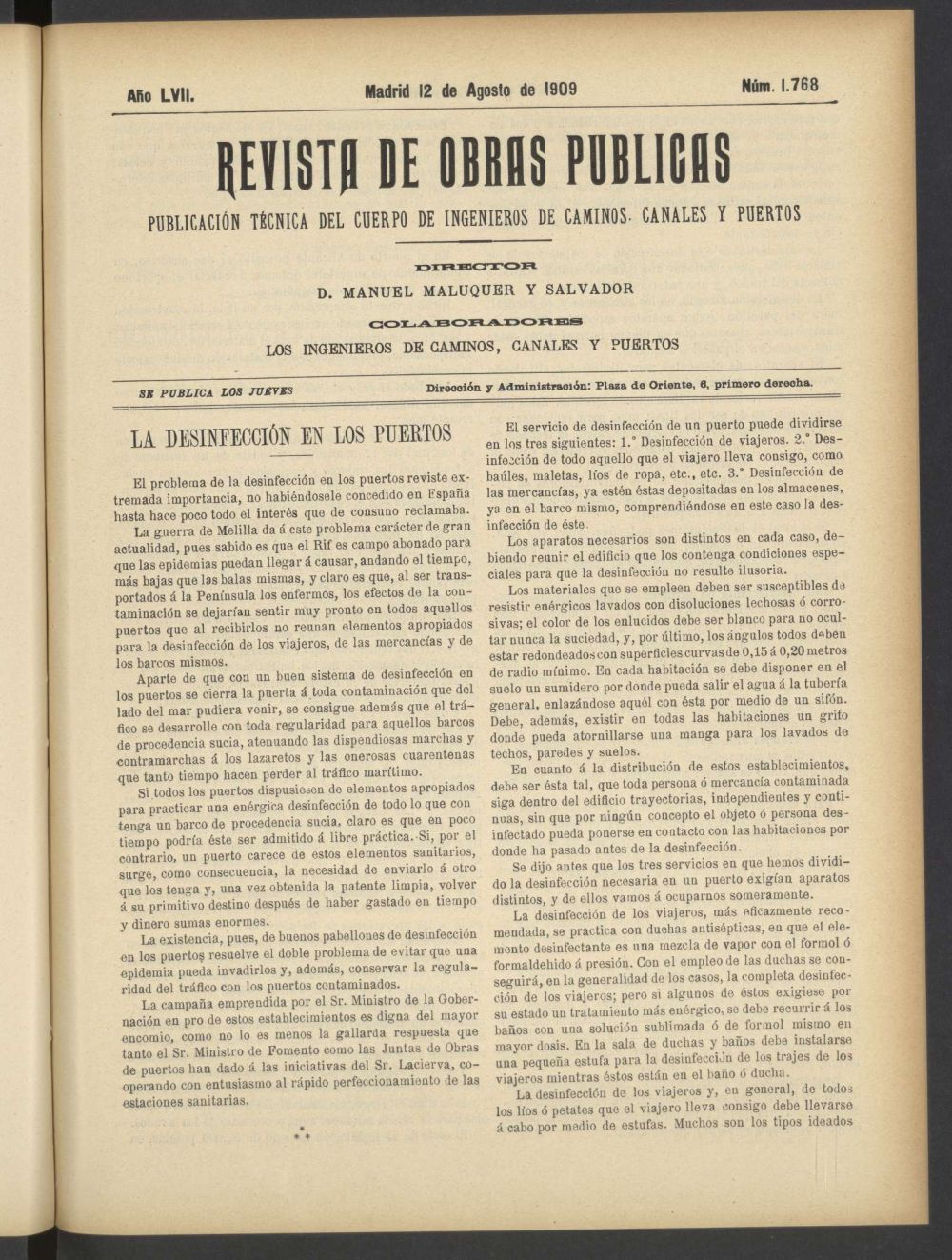 Revista de obras pblicas del 12 de agosto de 1909