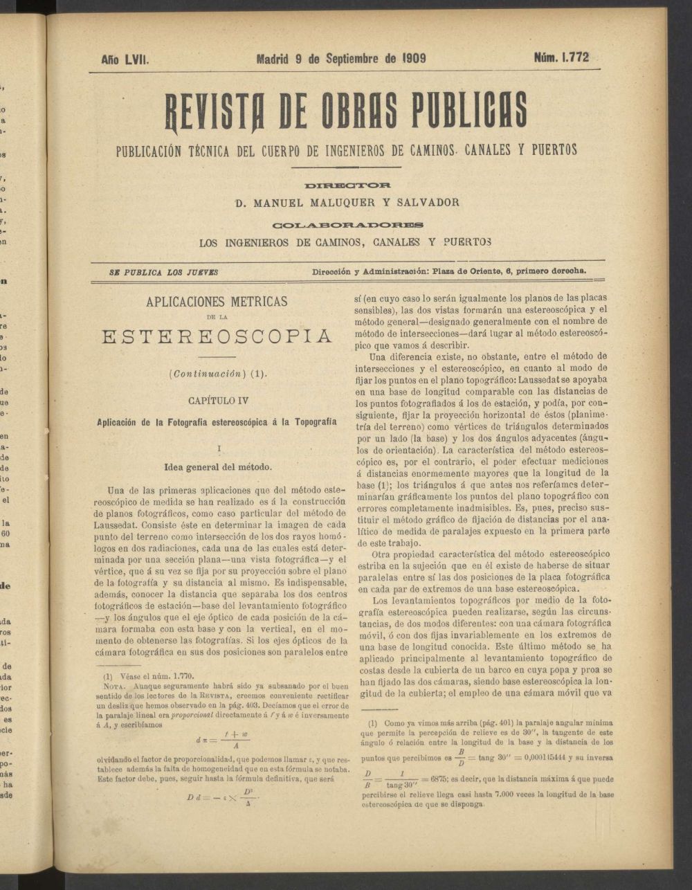 Revista de obras pblicas del 9 de septiembre de 1909