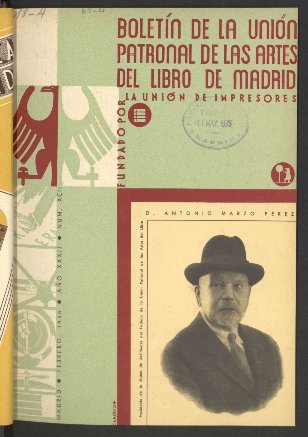 Boletn de la unin patronal de las artes del libro de Madrid de enero de 1935