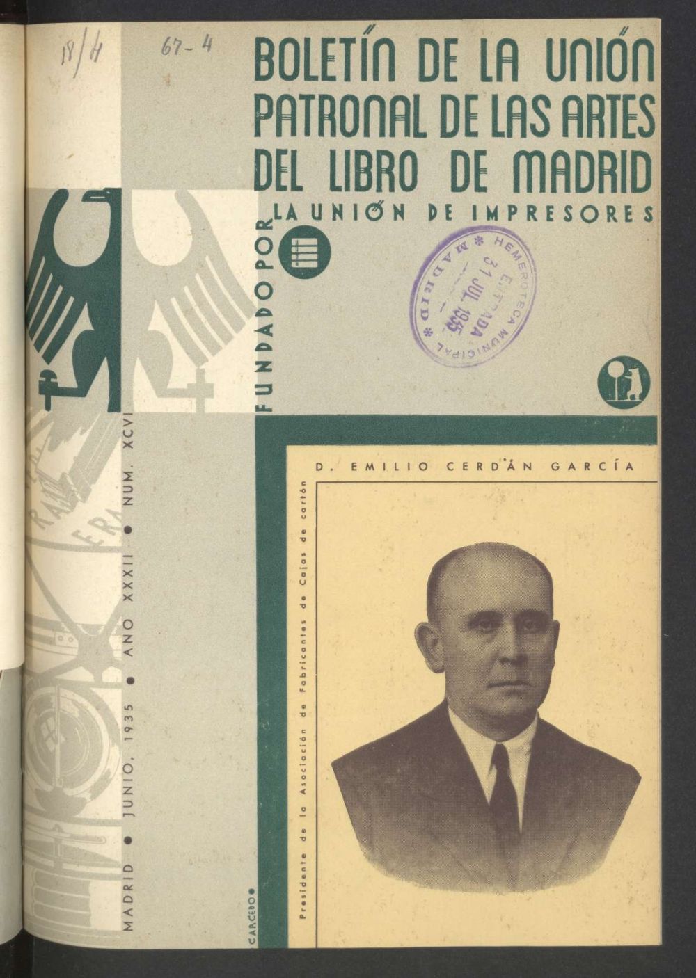 Boletn de la unin patronal de las artes del libro de Madrid de junio de 1935