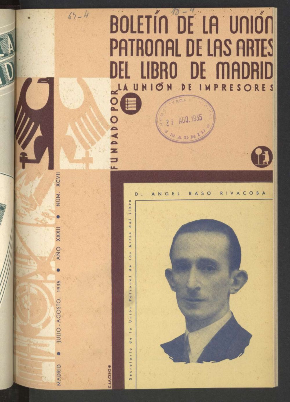 Boletn de la unin patronal de las artes del libro de Madrid de agosto de 1935